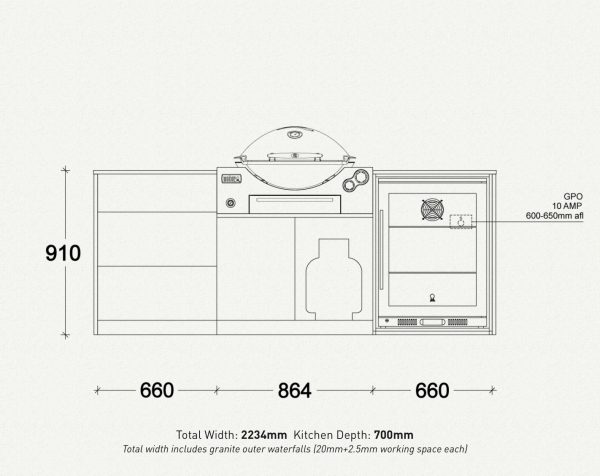 barossa weber outdoor kitchen dimensions